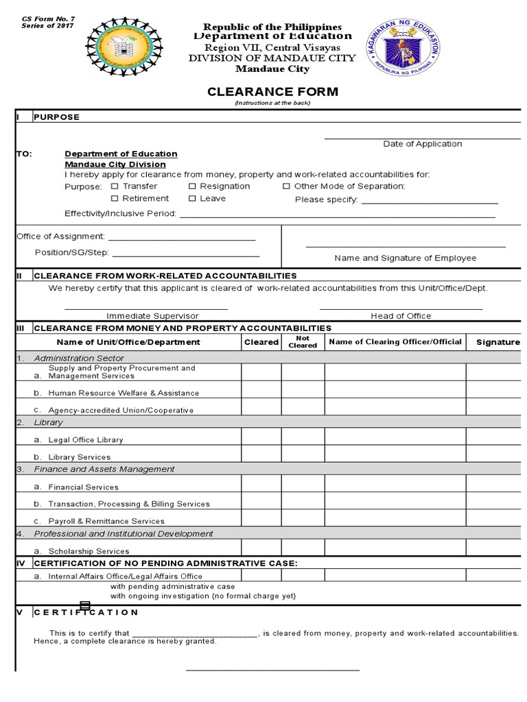 CS Form No.7Clearance | PDF | Economies | Government