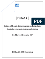 Essay - : Crisis of Good Governance in Pakistan