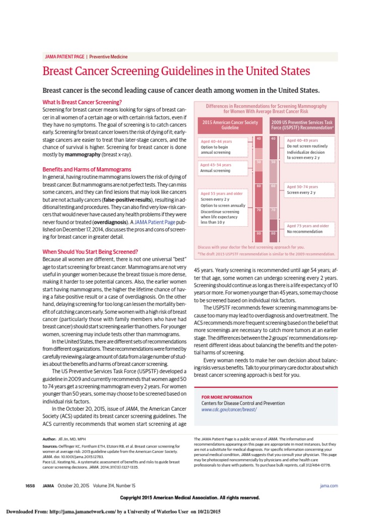 Cancer de Mama JAMA 2015 Screening | PDF | Mammography | Screening ...