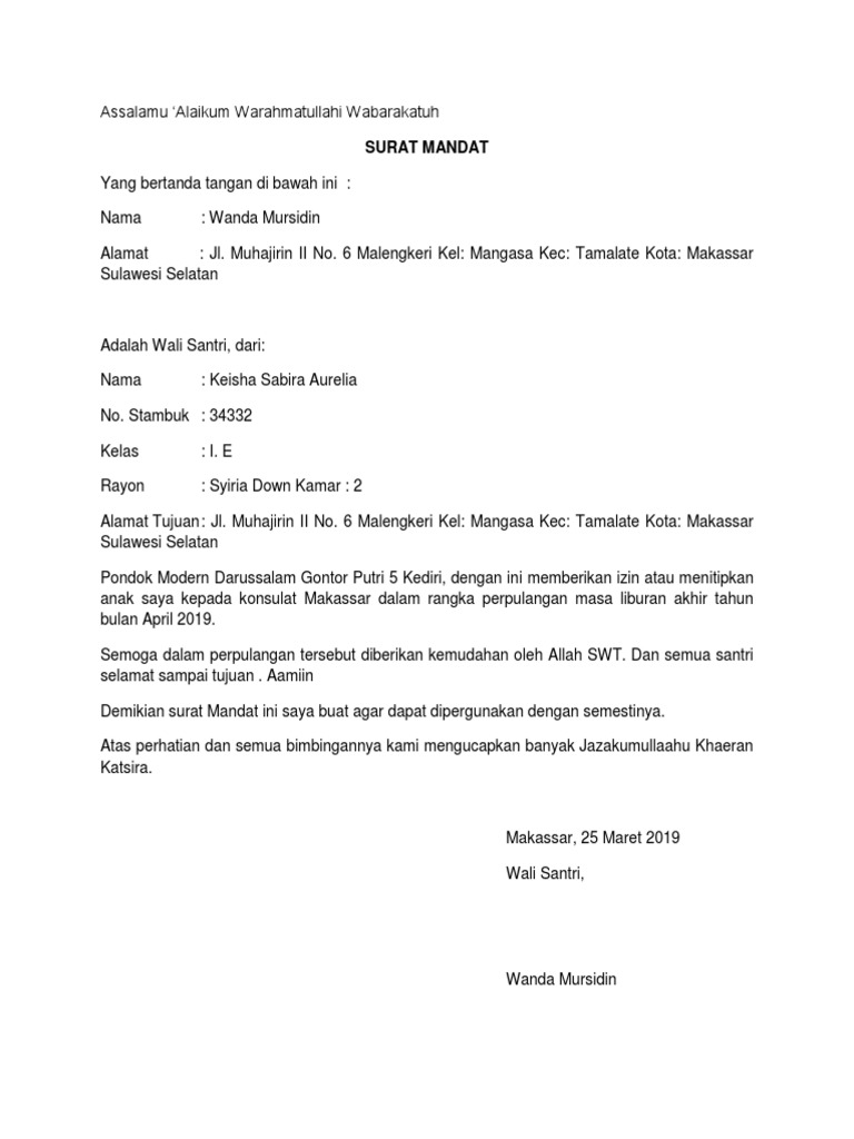 Surat Mandat Keisha Pdf