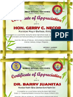 Barbaza National High School Certificate of Appreciation