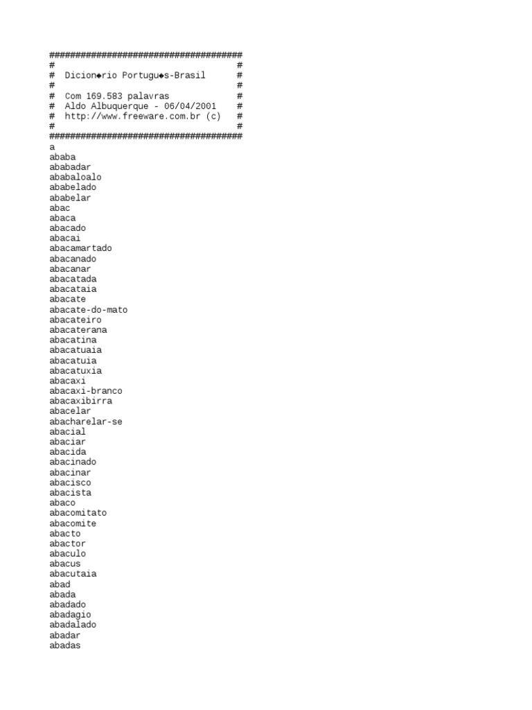 Dicionario Portugues Txt Natureza