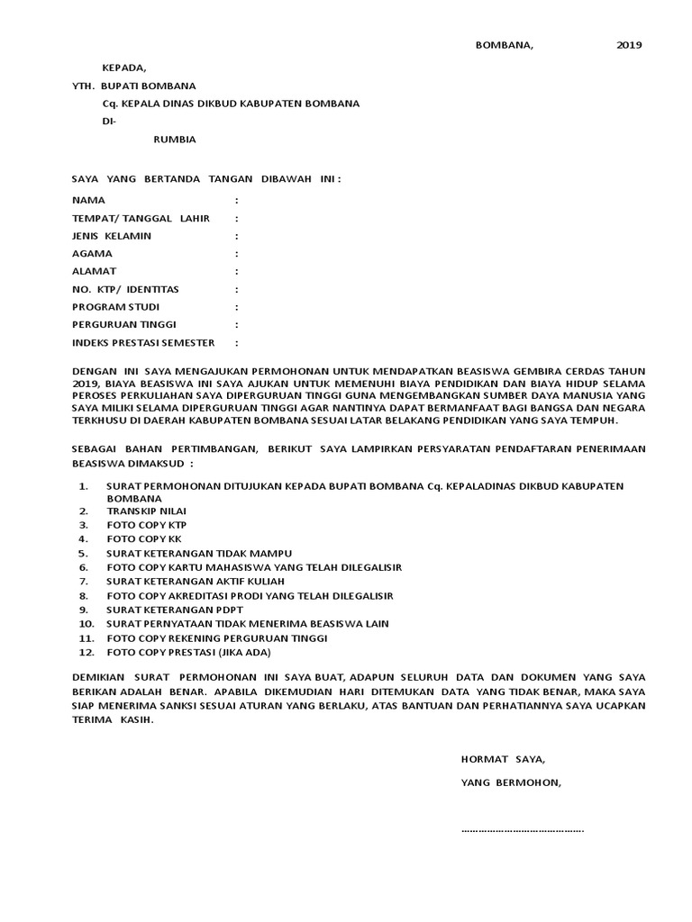 Contoh Surat Permohonan Pdf