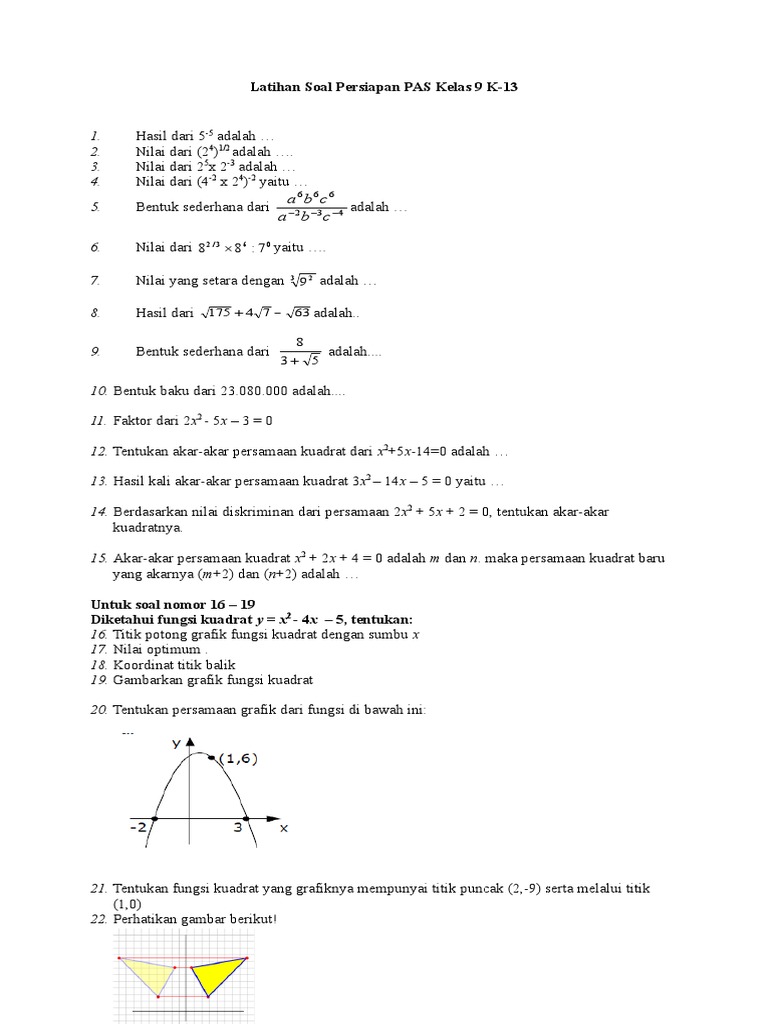 Latihan Soal Pas Kelas 9 K13