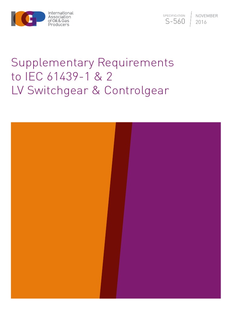 Supplementary Requirements To IEC 61439-1 & 2 LV Switchgear ...