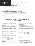 Module No. 1: Quadratic Equations and Inequalities