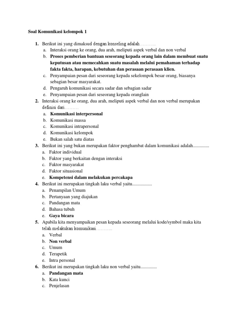 Kumpulan Soal Komkes