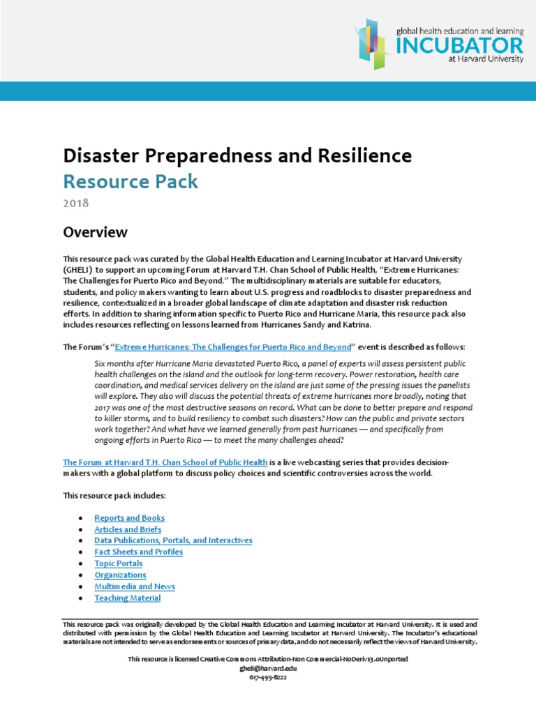 Disaster Preparedness Resource Pack | PDF | Climate Resilience ...