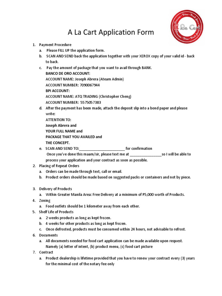 A La Cart Application & Pricing Guide | PDF | Milkshake | Cuisine