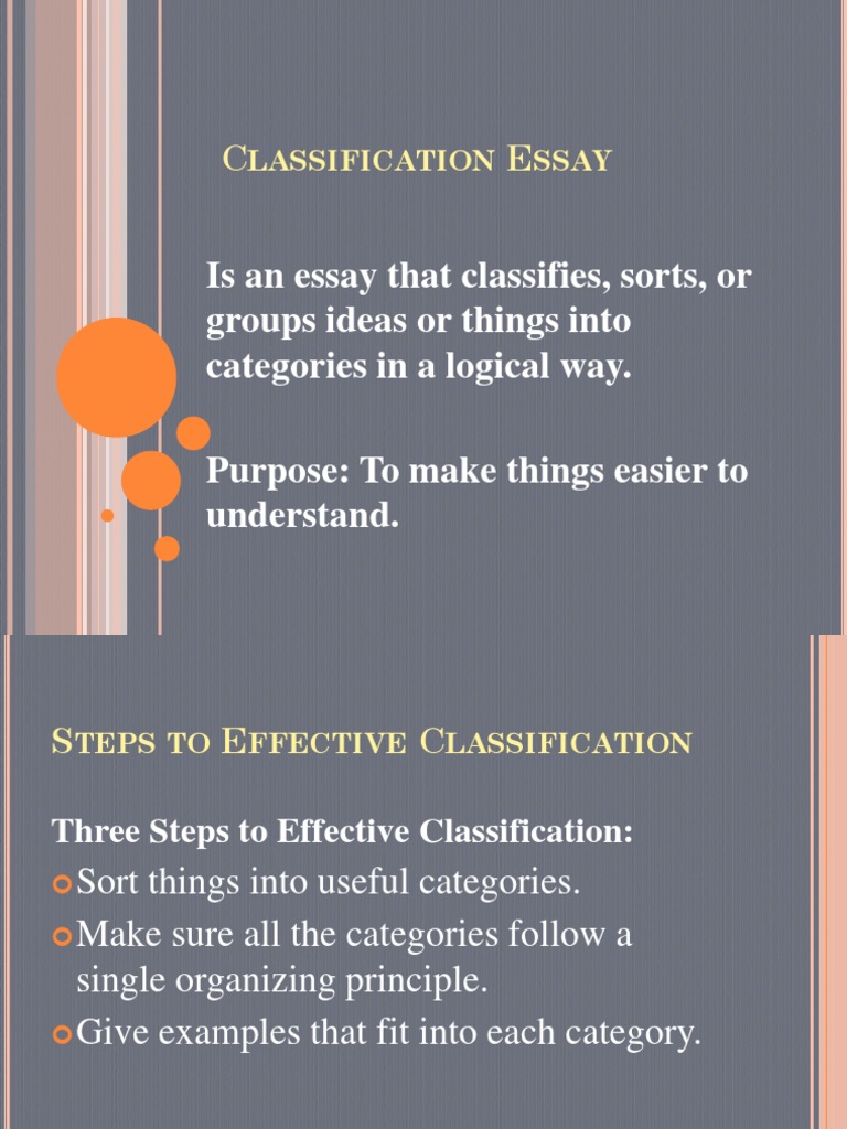 sample classification essays