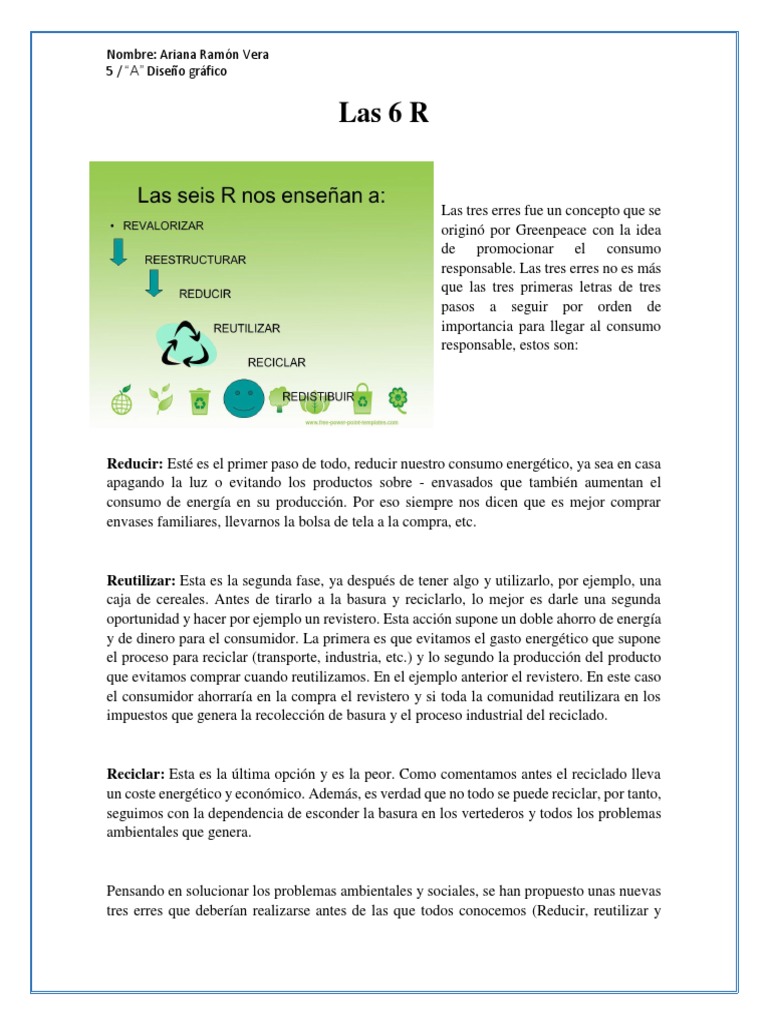 Las 6 R del Consumo Responsable | PDF | Consumo (economía) | Residuos