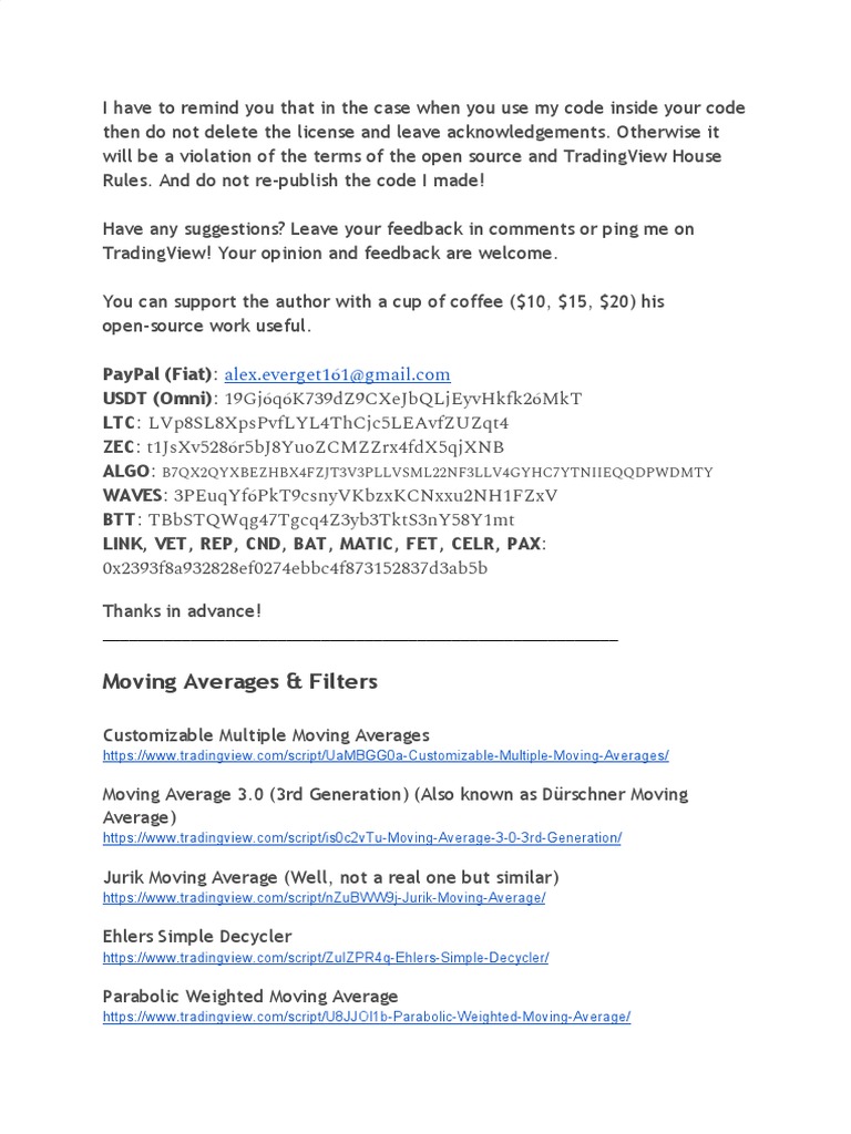 Free Pine Script Indicators | PDF | Moving Average | Teaching Mathematics