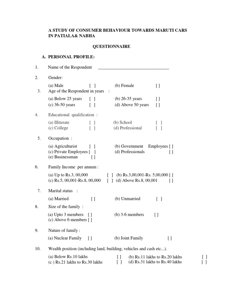 Consumer Purchase Behaviors and Preferences for Maruti Cars in Patiala ...