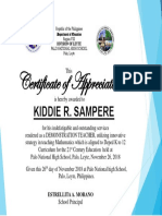 Certificate of Appreciation for Outstanding Teaching Services