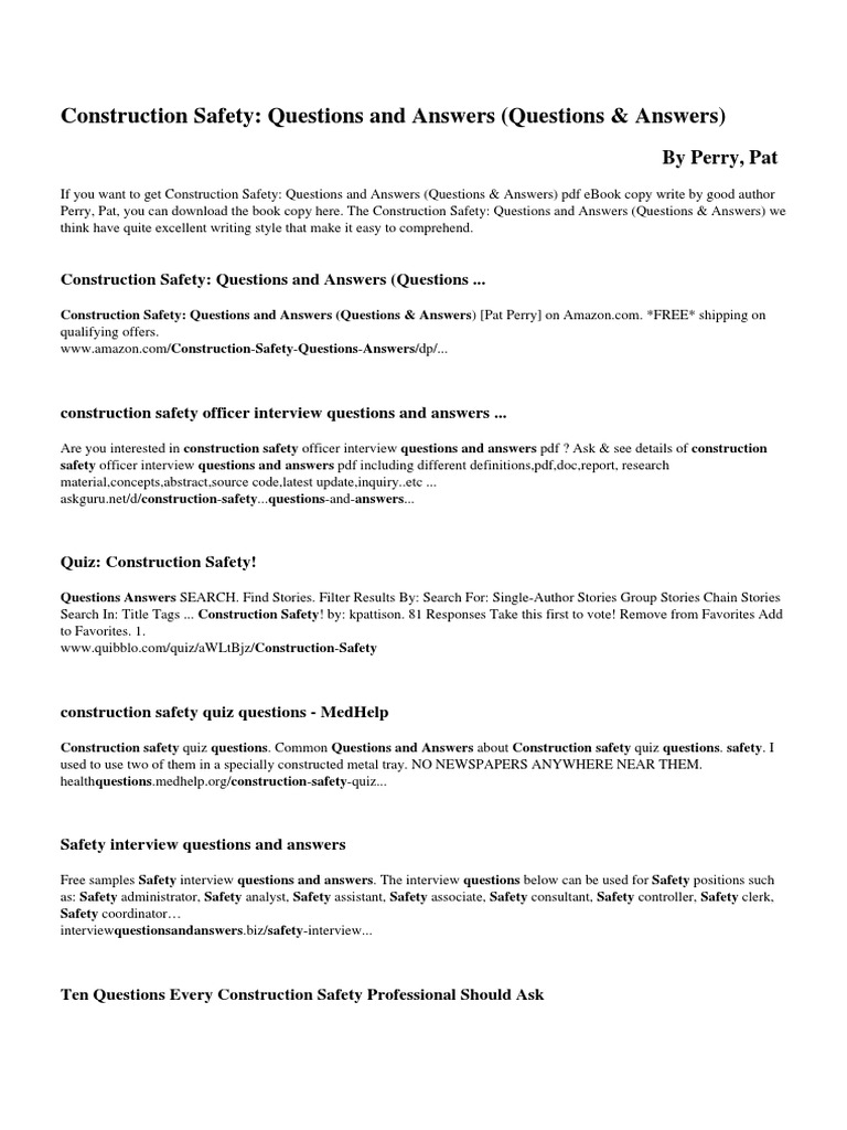 Construction Safety Questions and Answers (Questions & Answers) PDF
