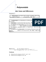 Chapter 4 Polynomials: 4.1 Polynomials: Sums and Differences