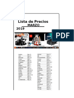 Lista de Precios MARZO 2019 M 2