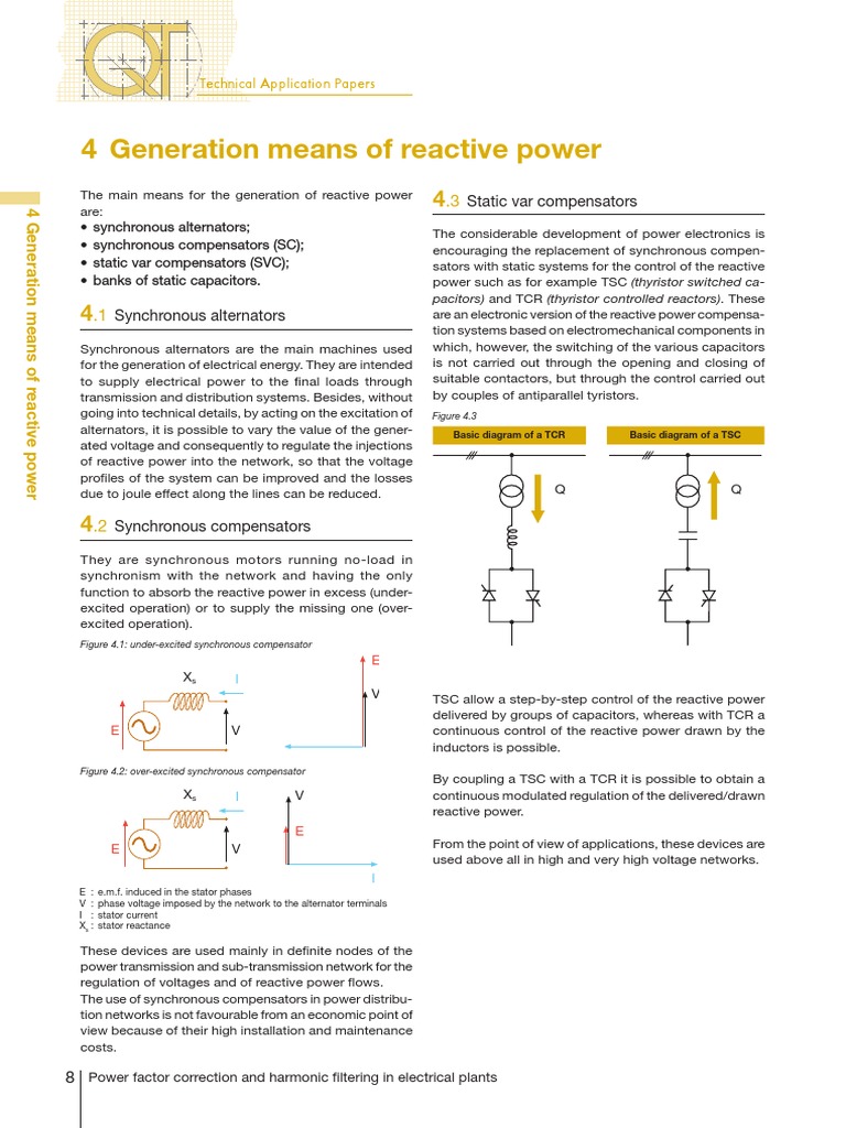Generation Means of Reactive Power | PDF | Capacitor | Ac Power