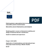 Studying guide in course on numerical modelling and design of electrical devices