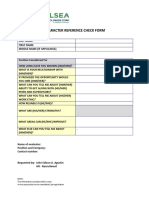 Character Reference Check Form: (Person To Be Evaluated)