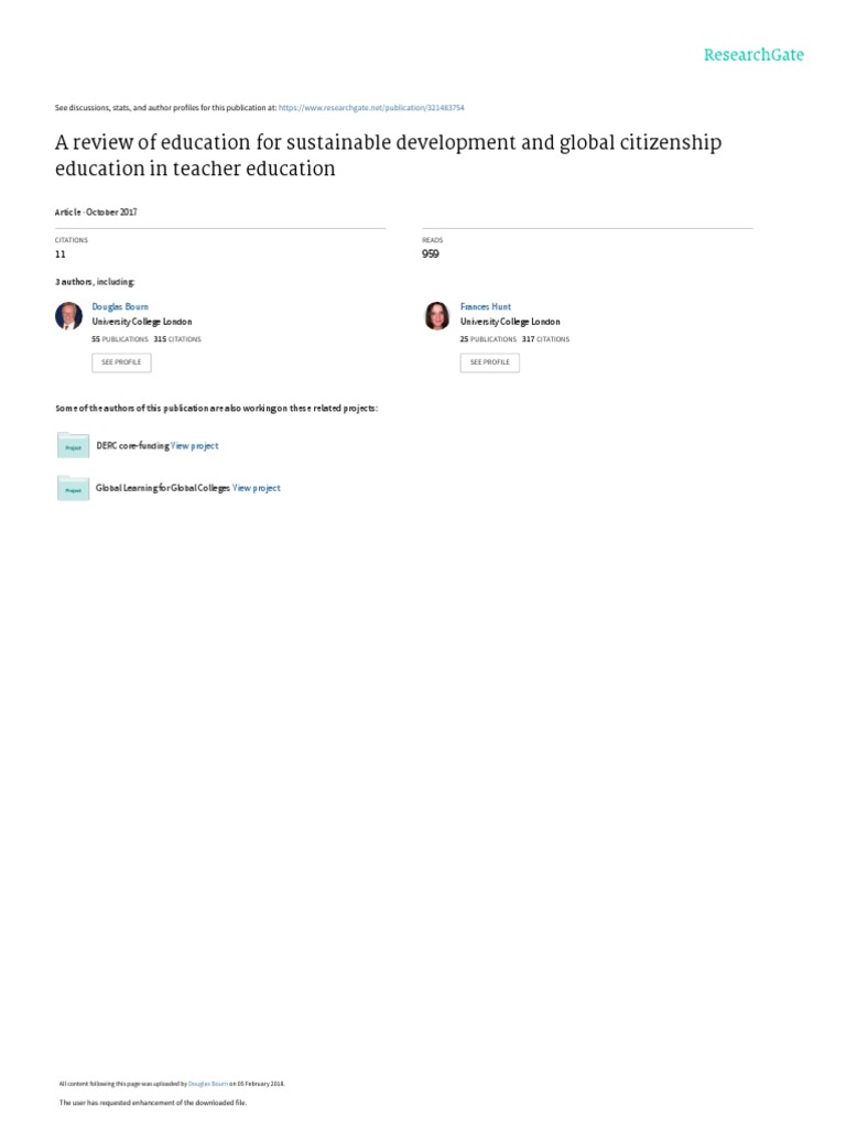 A Review of Education For Sustainable Development and Global ...