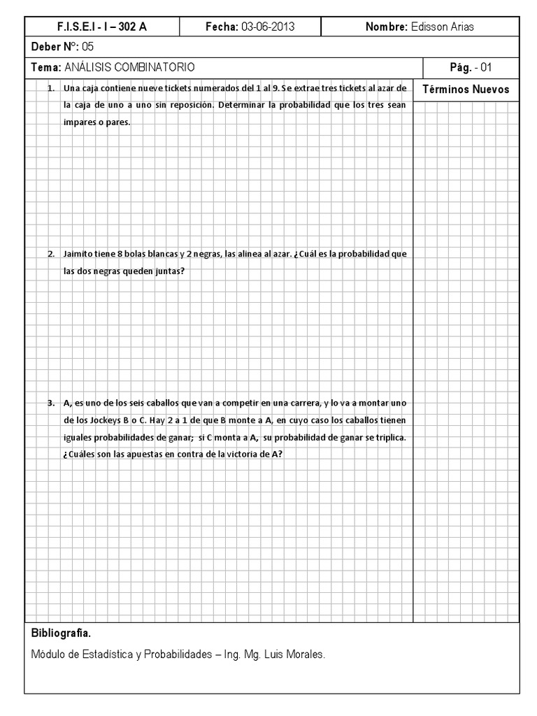 Análisis Combinatorio y Probabilidades | PDF | Combinatoria | Probabilidad