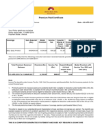 Premium Paid Certificate: Ref: Policy No. 006409635