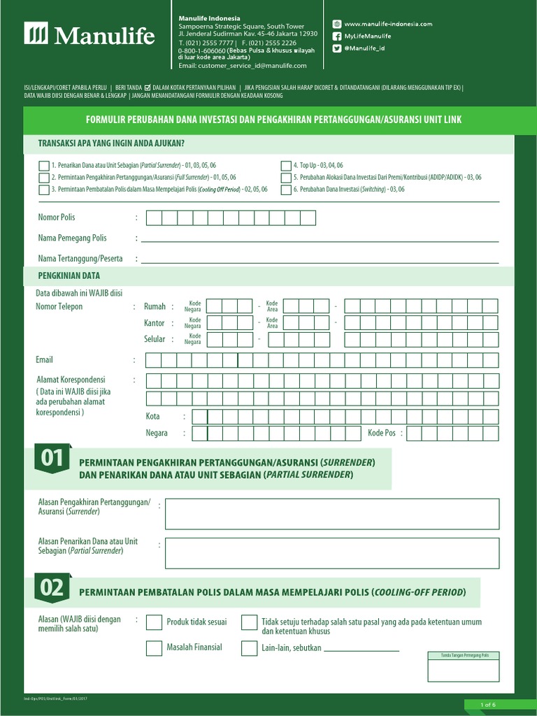 Form Manulife PDF