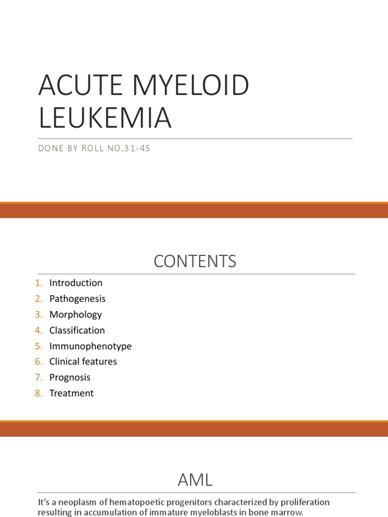 Acute Myeloid Leukemia Overview | PDF | Medical Specialties | Diseases ...