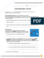 Student Exploration: Circuits: Vocabulary: Ammeter, Circuit, Current, Electron