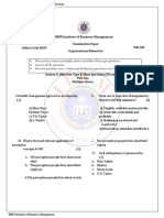 IIBM Institute of Business Management: Subject Code-B105 Examination Paper Organizational Behaviour MM.100