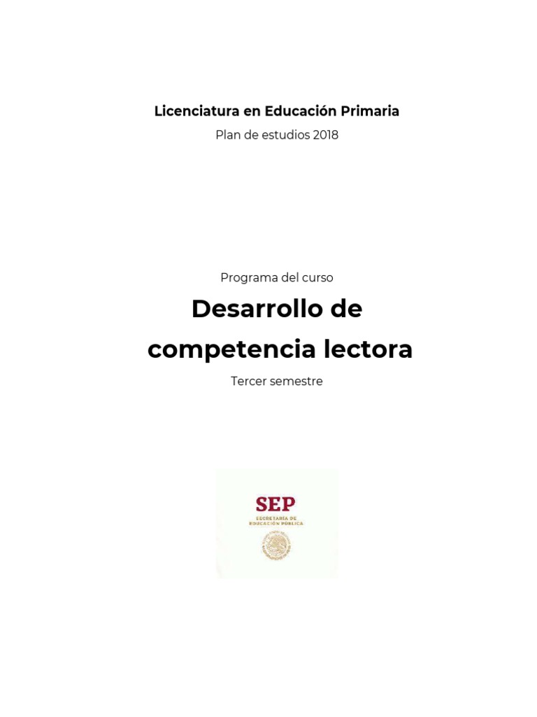 Desarrollo de Competencia Lectora 2018 | PDF | Plan de estudios ...