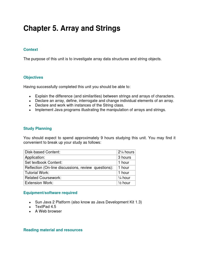 Java Arrays and Strings Overview | PDF | Array Data Type | String ...