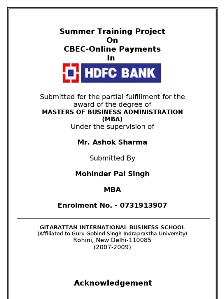 CBEC Online Payments Project Report | PDF | Taxes | Banks