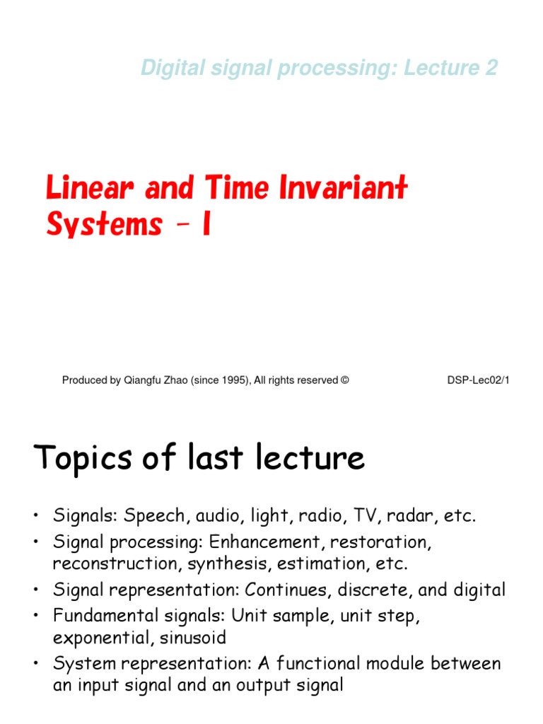 Linear Time Invariant Systems | PDF | Applied Mathematics | Theoretical ...