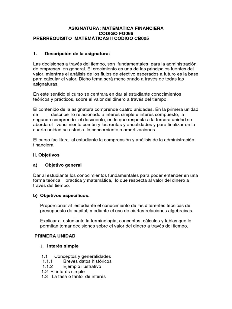 Matemática Financiera | PDF | Finanzas Matemáticas | Enseñanza de ...