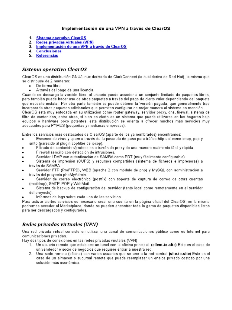 Implementacion VPN Traves Clearos | PDF | Red privada virtual | La ...