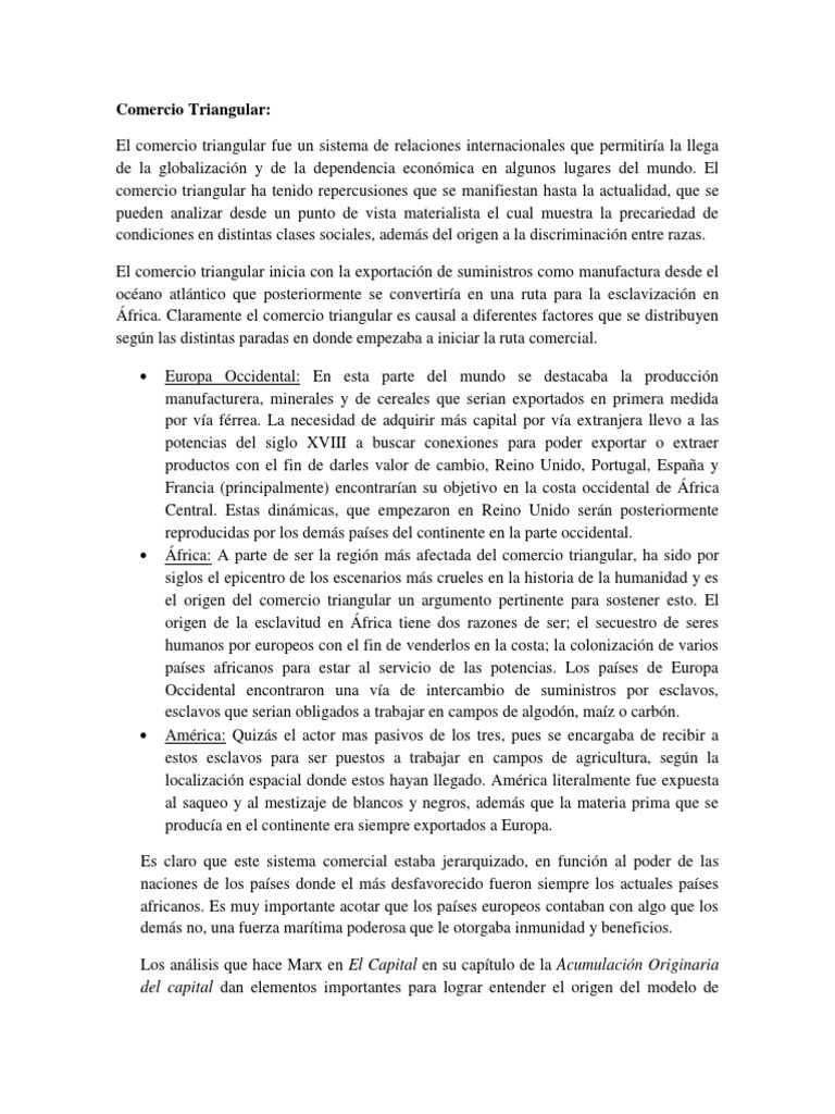 Comercio Triangular | PDF | Comercio | Esclavitud