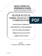 Review Notes In: Criminal Sociology, Ethics & Human Relations