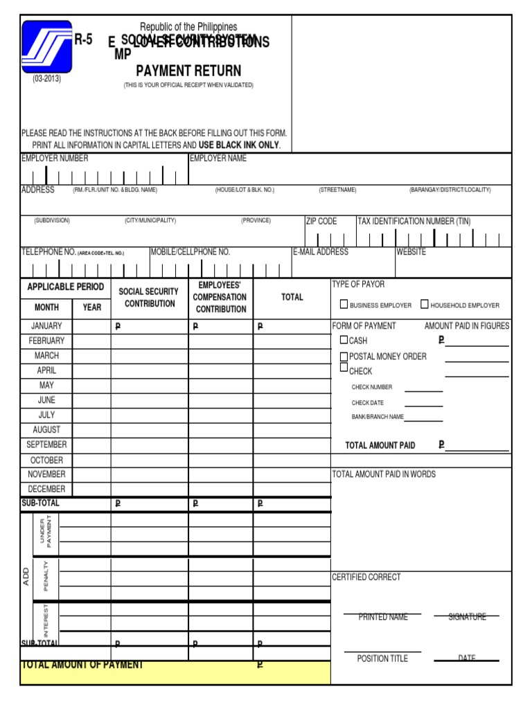 R-5 Employer Contributions Form Guide | PDF | Money Order | Employment