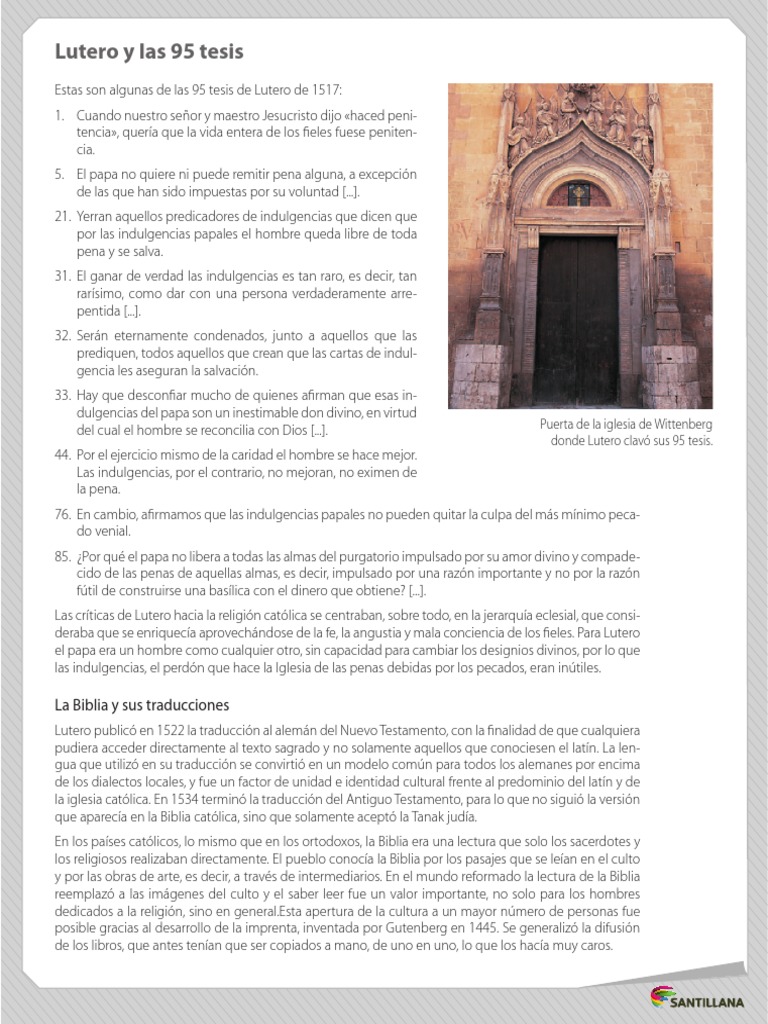 envío varonil Interactuar Lutero y Las 95 Tesis | PDF | Martin Luther | Indulgencia