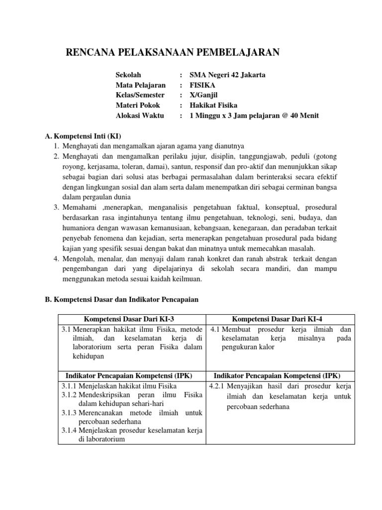 Rpp Kd 3 1 Hakikat Fisika Pdf
