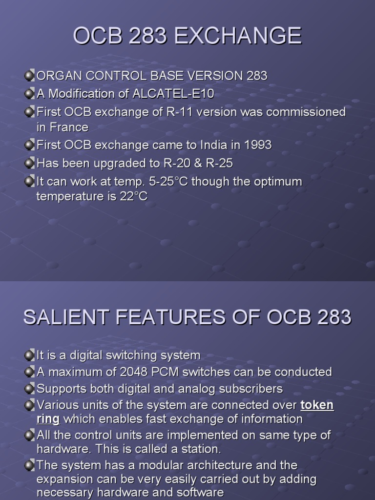OCB 283 Exchange System Overview | PDF | Computer Hardware | Electrical ...