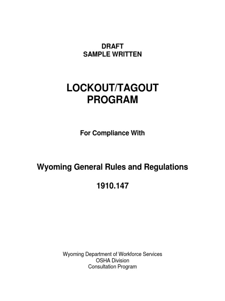 Lockout Tagout Program PDF Occupational Safety And Health