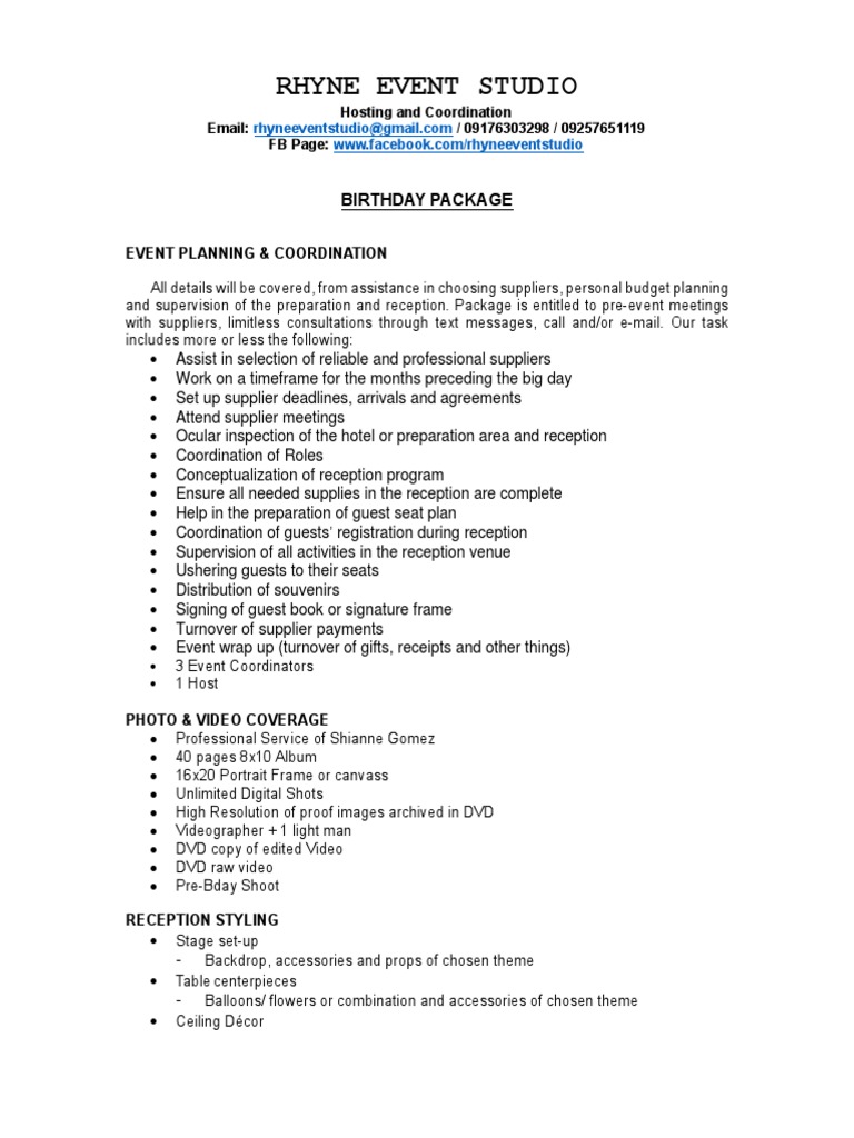 Proposal For First Birthday 1 | PDF | Business