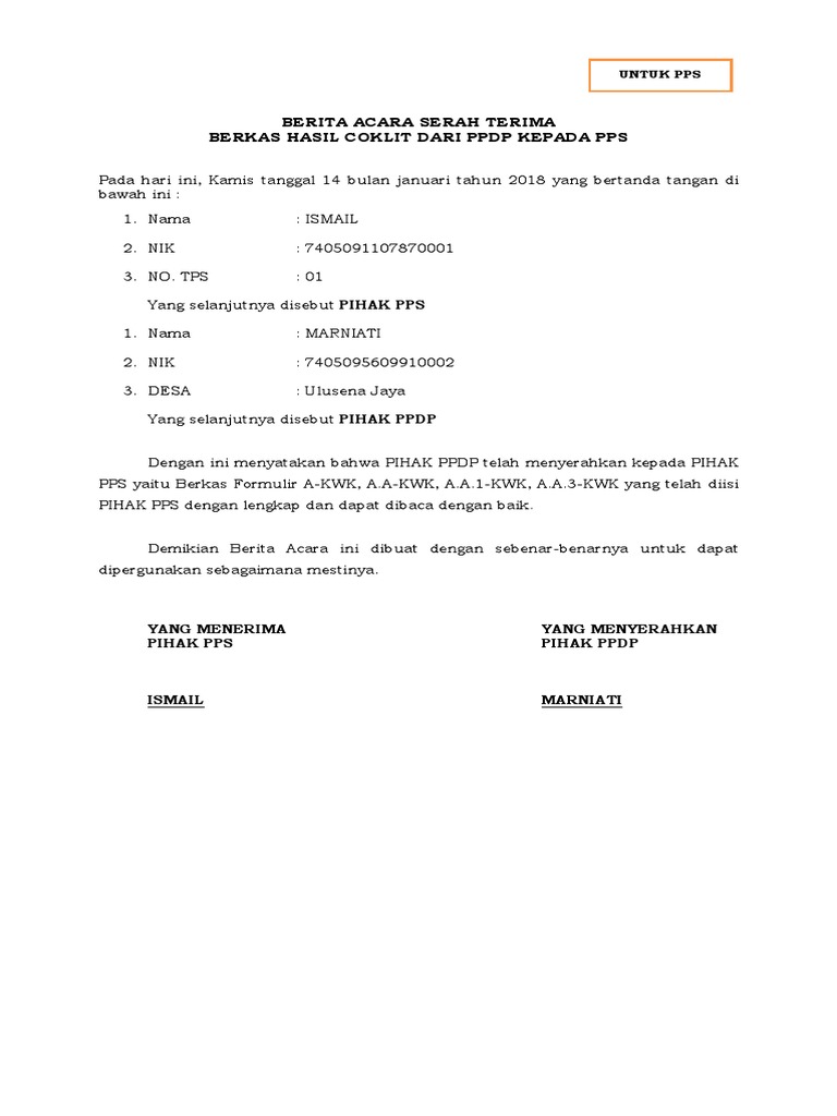 Berita Acara Serah Terima Pps Ppdp