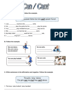 Complete sentences with can or can't