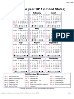 US 2011 Calendar with Holidays