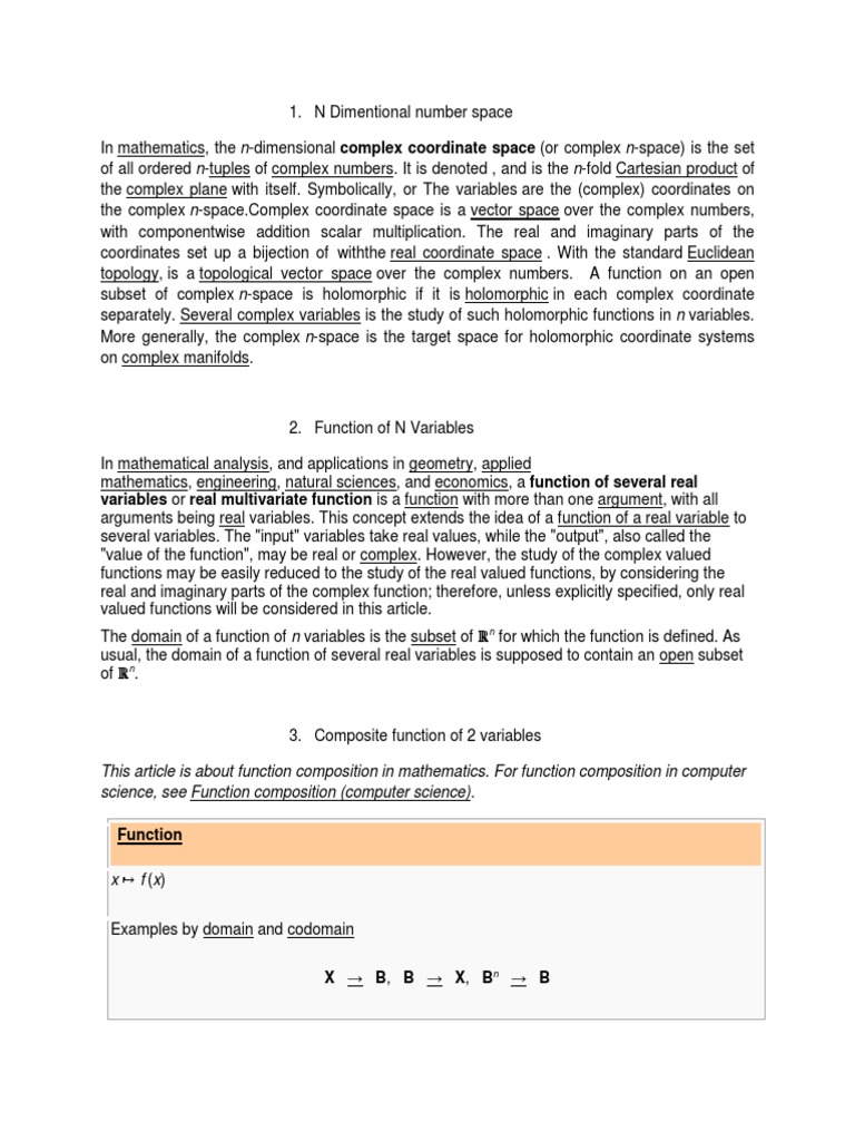 Variables or real multivariate function is a function with more than