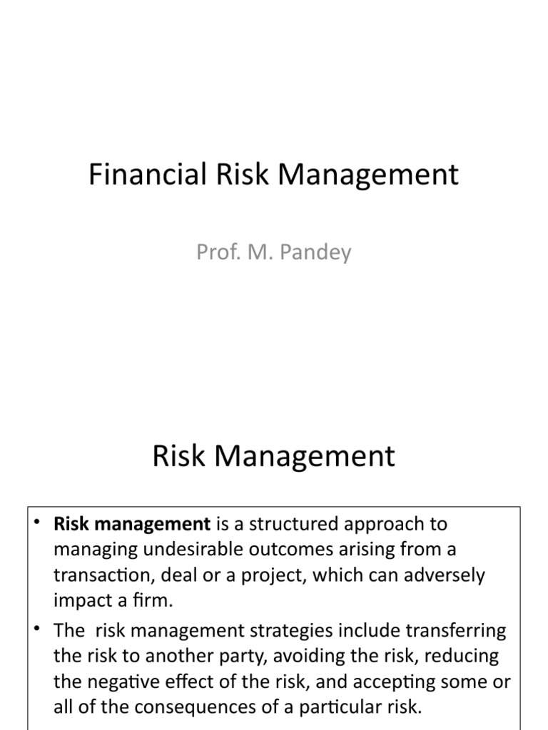 Financial Risk Management: Prof. M. Pandey | PDF | Derivative (Finance ...
